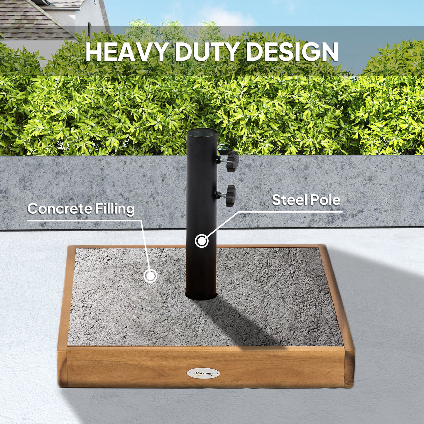 42 lbs Concrete Patio Umbrella Base for 1.25/1.5 Inch Poles - Teak