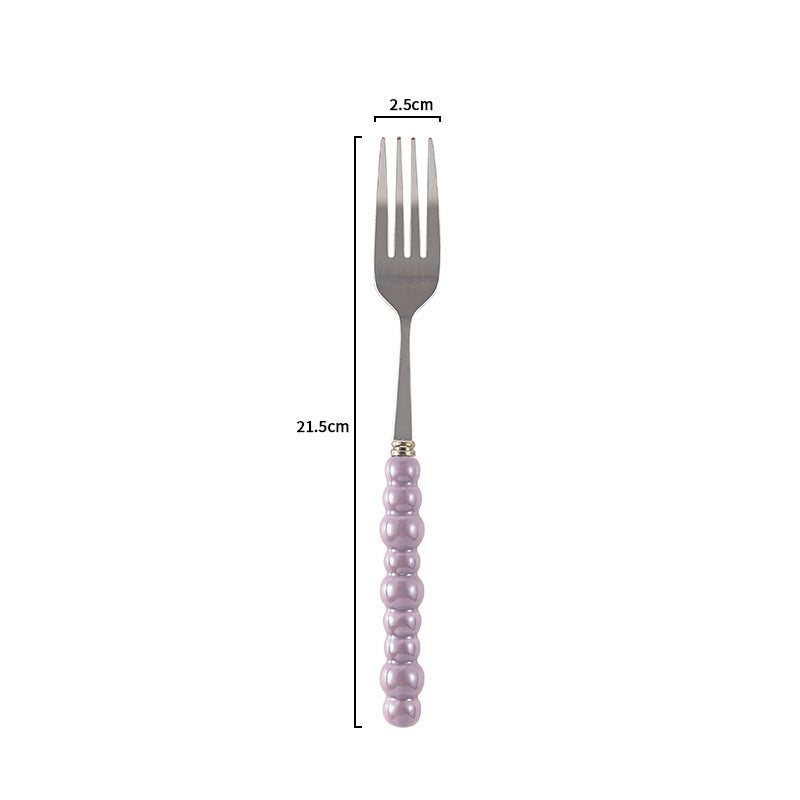 Ceramic Pearl Handle Cutlery Set - Spoon Fork Knife Household Dinnerware