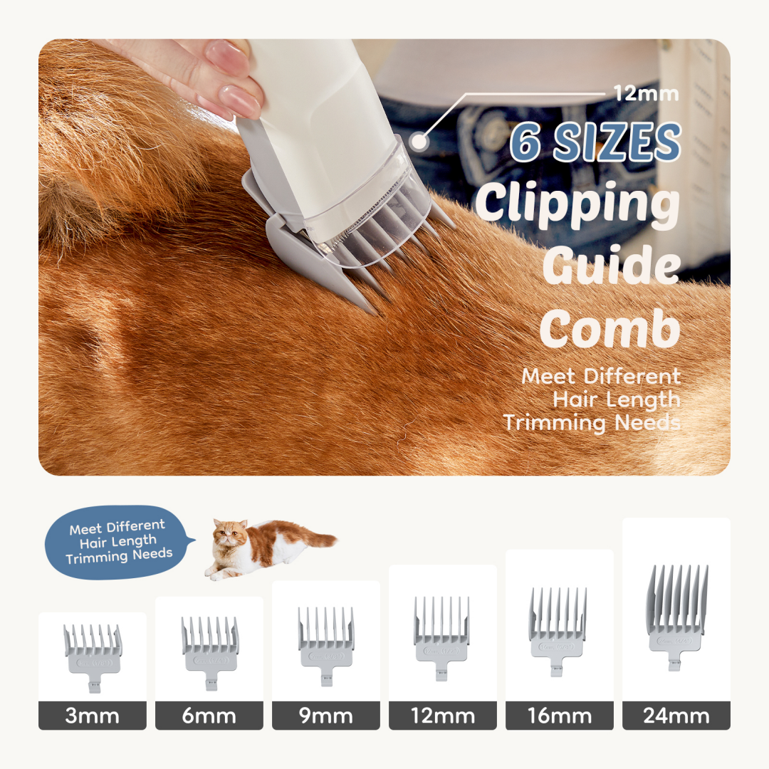 Cordless Pet Hair Clippers with 2.5L Dust Cup & 3 Suction Modes for Grooming