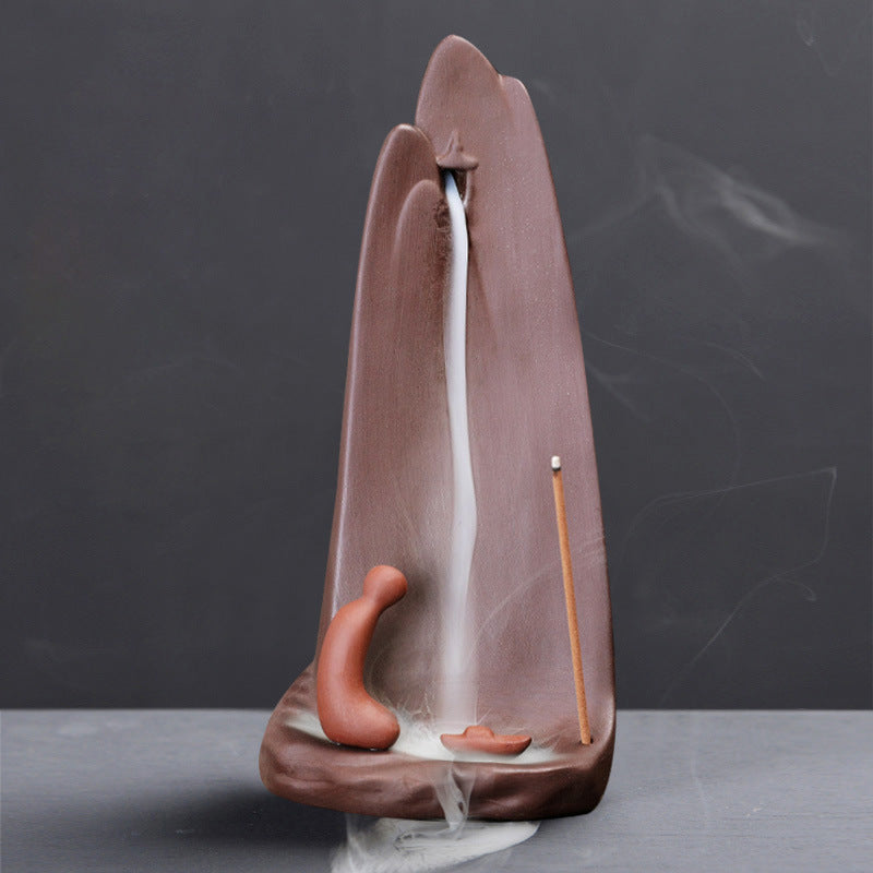 Indoor Zen Aromatherapy Burner with Purple Sand and Flowing Water Design