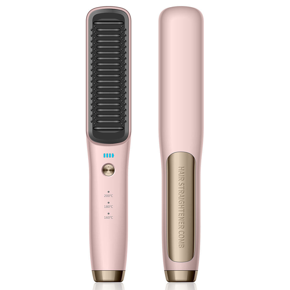 Dual-Use Wireless Hair Comb and Straightener for Curly and Straight Hair