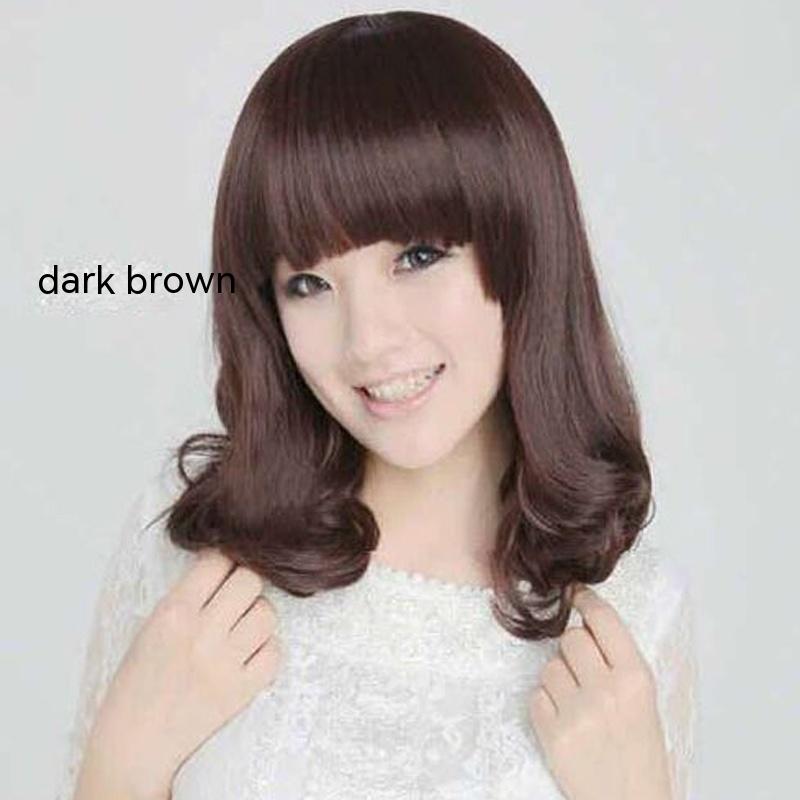 Women's Synthetic Hair Pieces - Mid-Length Straight Hair with Bangs, Multiple Colors