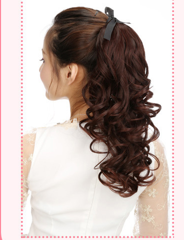 Dark Brown 40cm Ponytail Wig for Women Braid and Tie Hair Extension