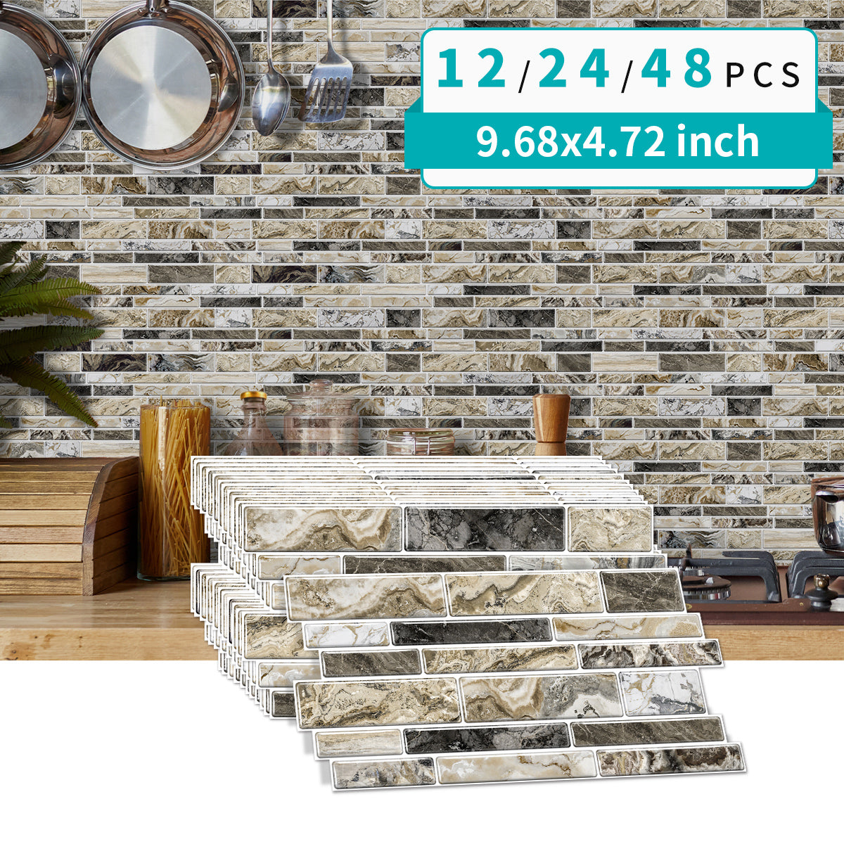 Peel and Stick Imitation Marble Pattern Wallpaper - Taupe