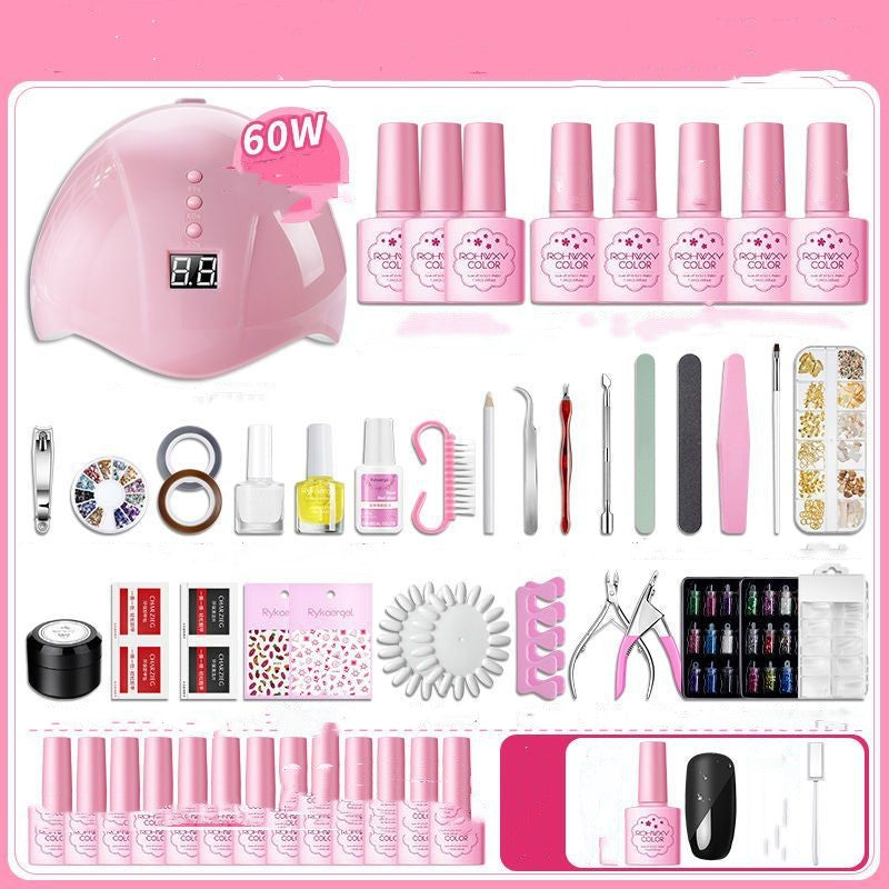 Nail Polish & Manicure Set with UV Light & Tools for Beginners, Home Use