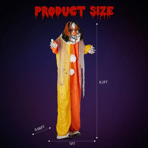 8.2ft Red Eyed Clown Halloween Decoration with LED Lights