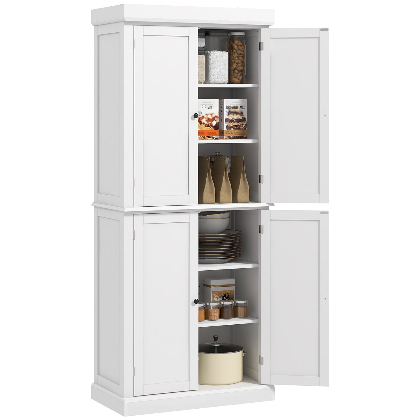 72" Freestanding Kitchen Pantry Storage Cabinet - White