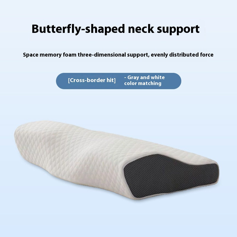 Rebound Memory Foam Pillow for Adults - Supportive Sleep Cushion - White & Gray