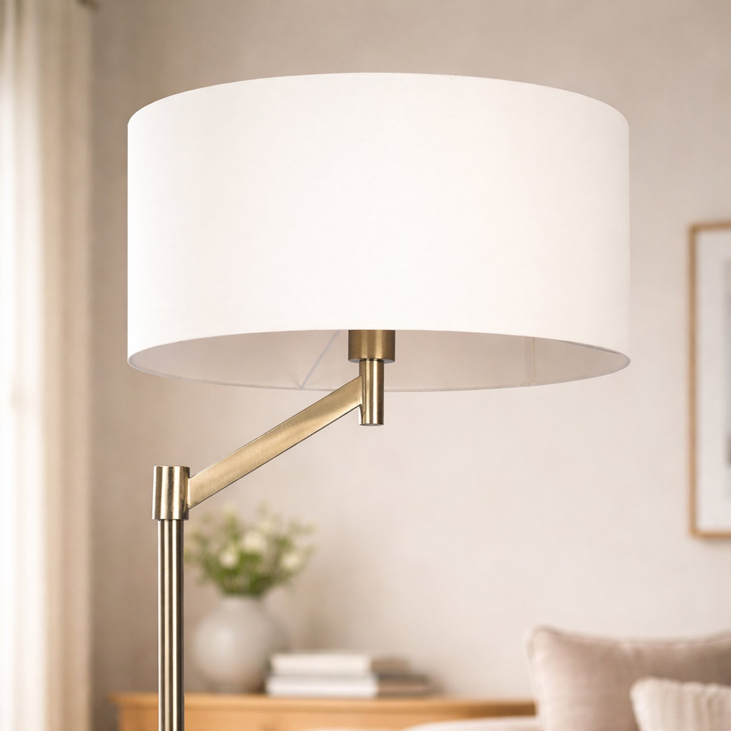 Horizon Brushed Nickel Table Lamp With On Off Switch Curved Metal