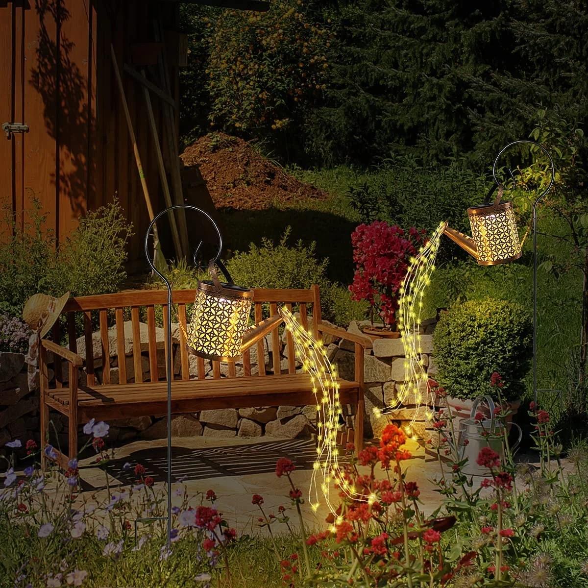 2-Pack Solar Watering Can String Lights - Outdoor Garden Decor