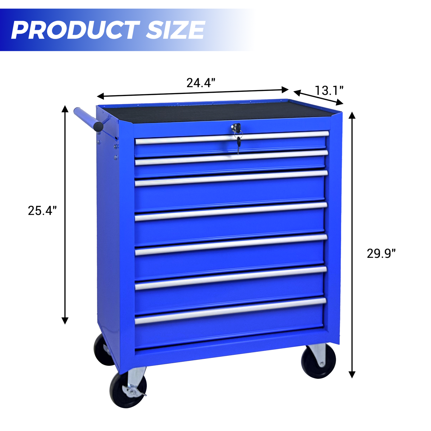 Rolling Tool Chest with 7 Drawers and Wheels - Blue