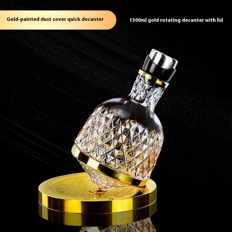 High-Grade 1800ml Rotating Wine Decanter with Sealed Crystal and Gold Options