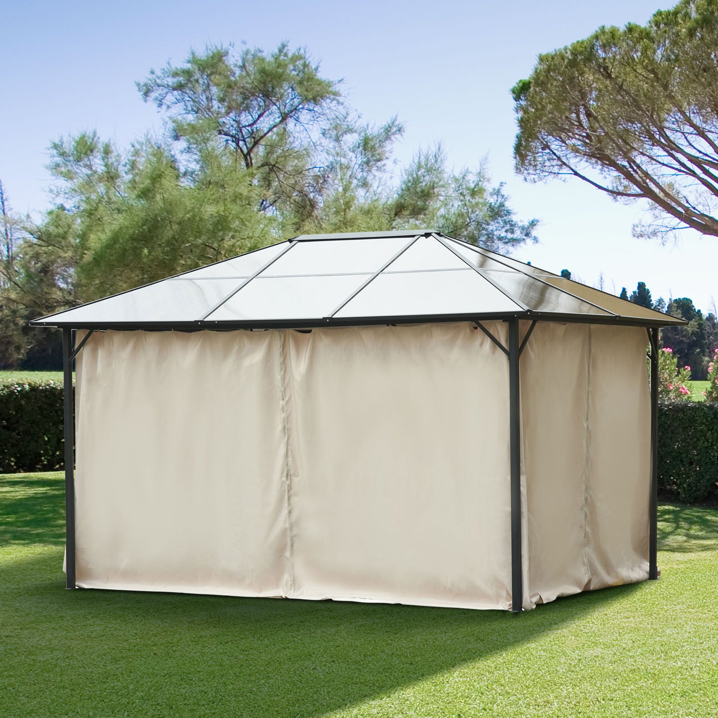 Gazebo Sidewall Set with Hooks & C-Rings - Beige, 9.84' x 11.8'