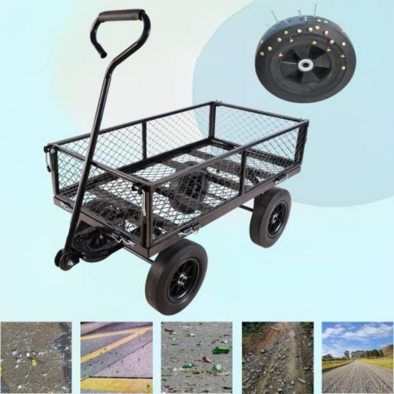 Garden Trolley Cart with Solid Wheels Multi-Functional Tool Cart for Yard and Farm Use