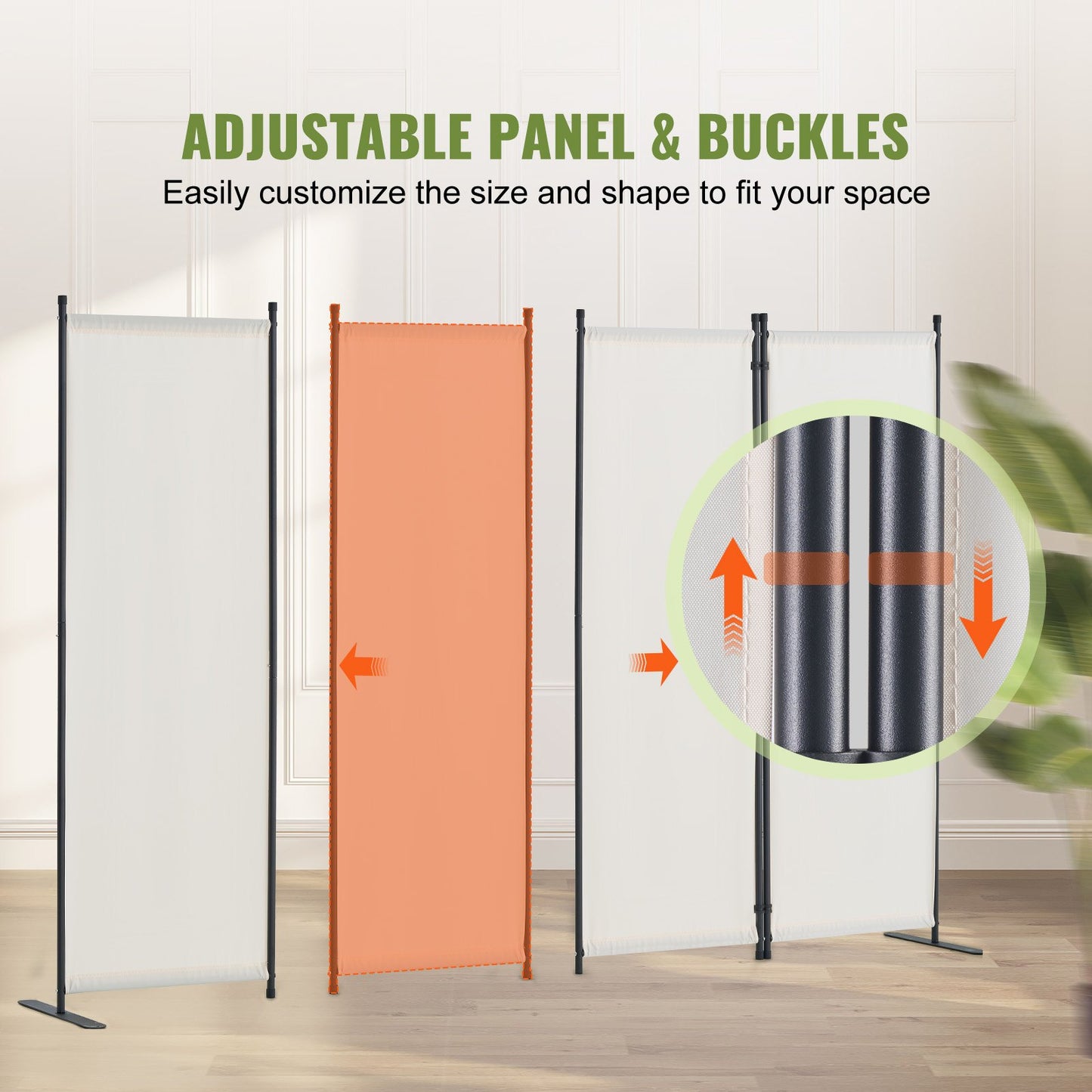 4-Panel Room Divider - Folding Fabric Privacy Screen, White