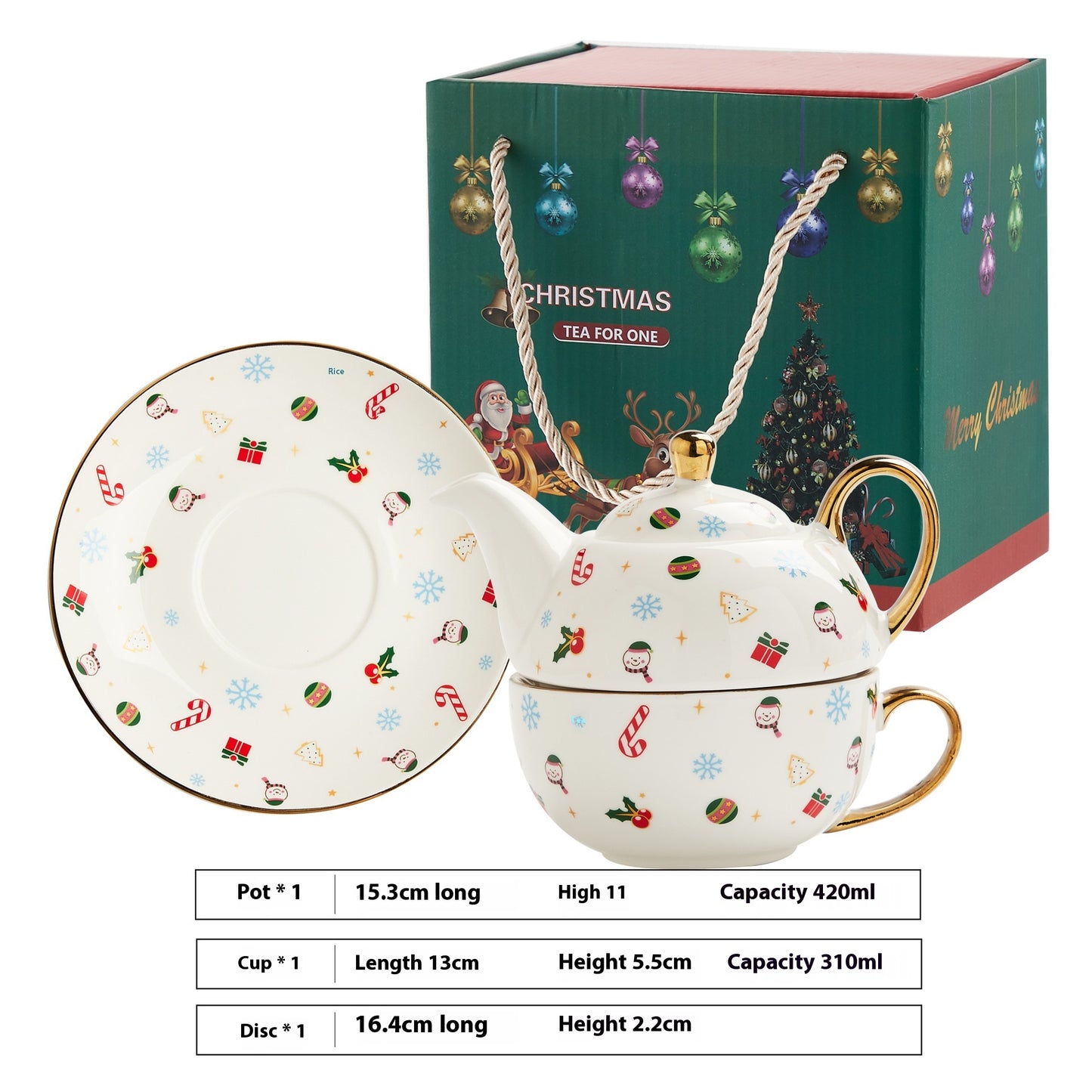 Creative Christmas Gold-Plated Ceramic Dinnerware Set - Plates & Cups for Holiday Decor