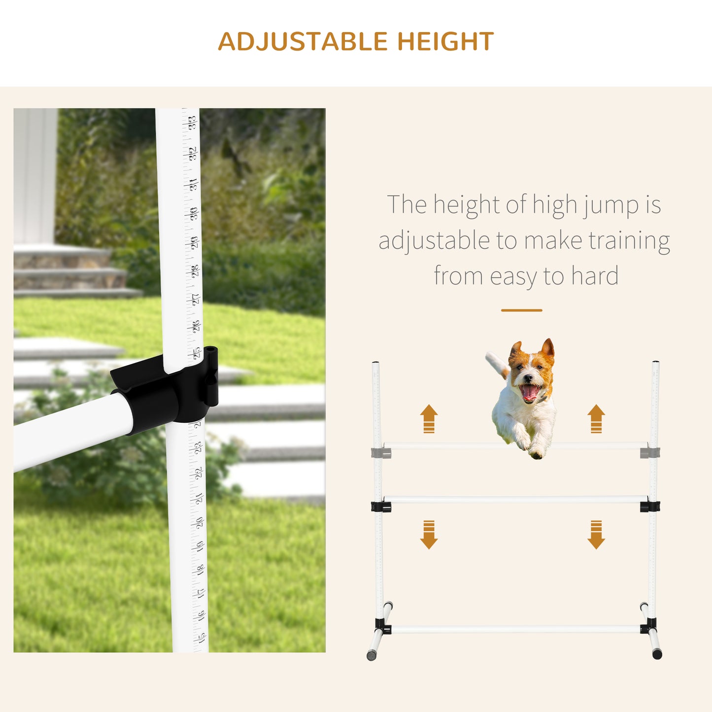 Dog Agility Training Equipment Set with Height-Adjustable Jump Poles - White, 4 Pieces