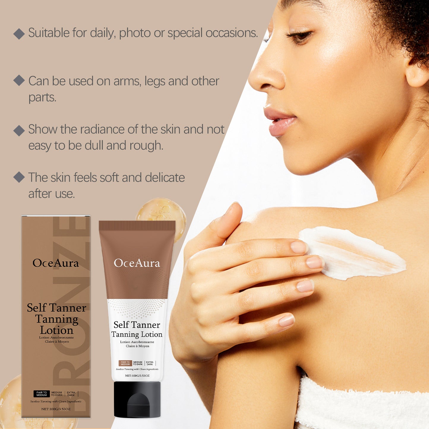 Hydrating Sun-Proof Tanning Cream - Natural Bronze Glow Lotion