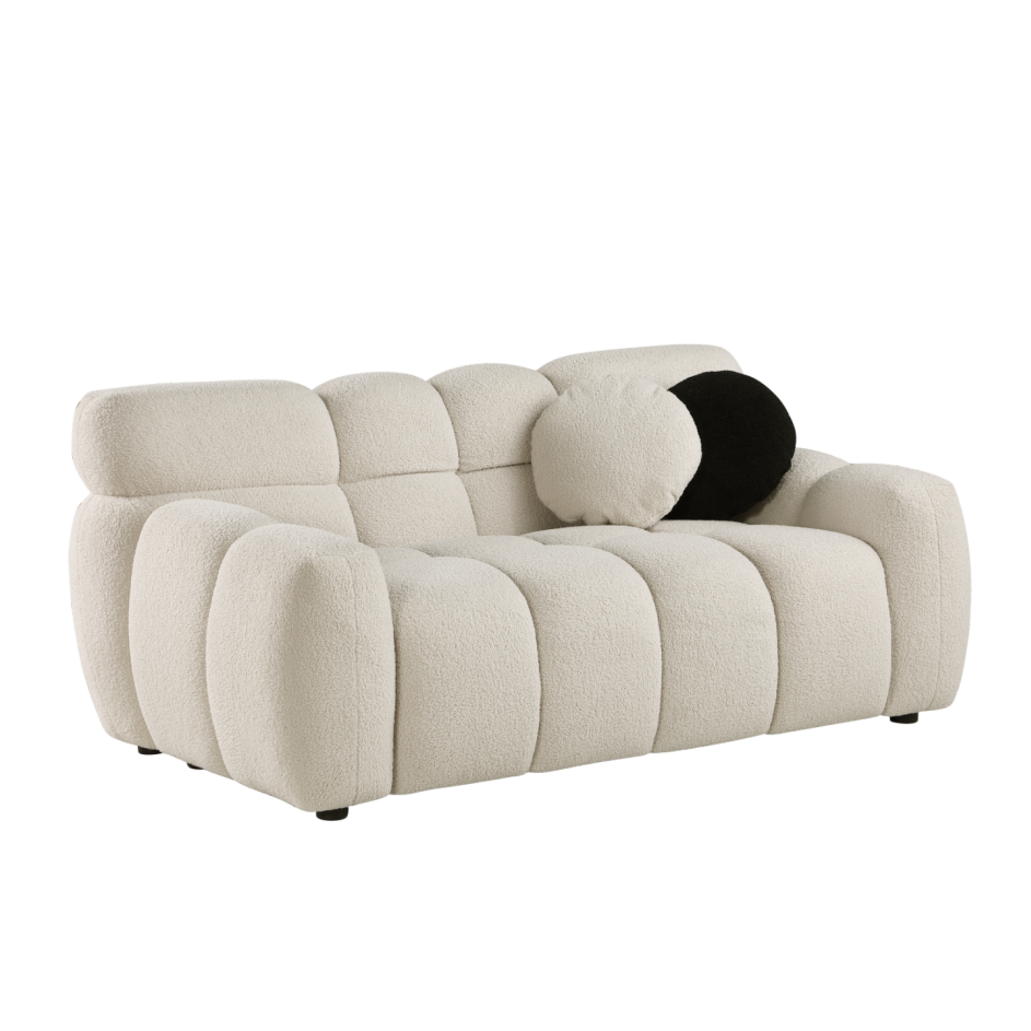 Beige Boucle 2-Seater Marshmallow Sofa - Comfortable Design