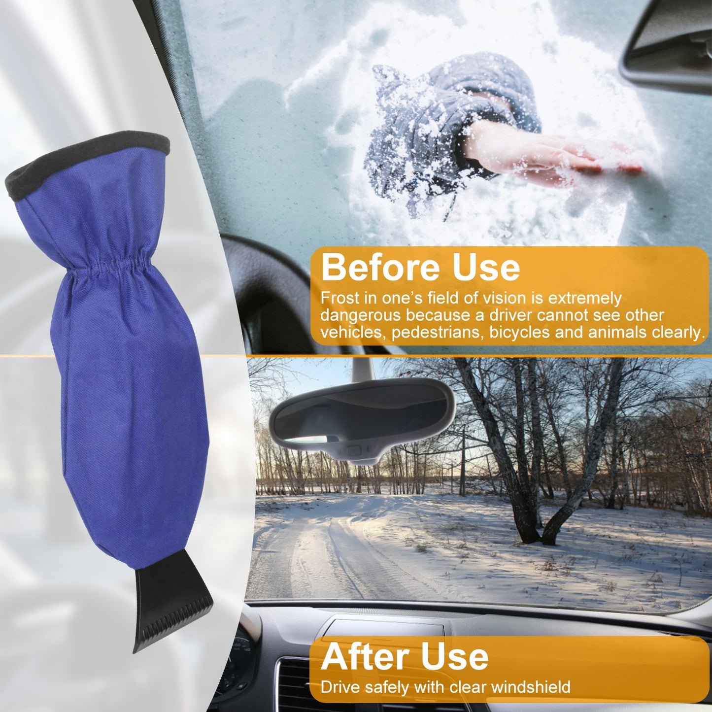 Ice Scraper Glove with Fleece Lining - Winter Car Accessory