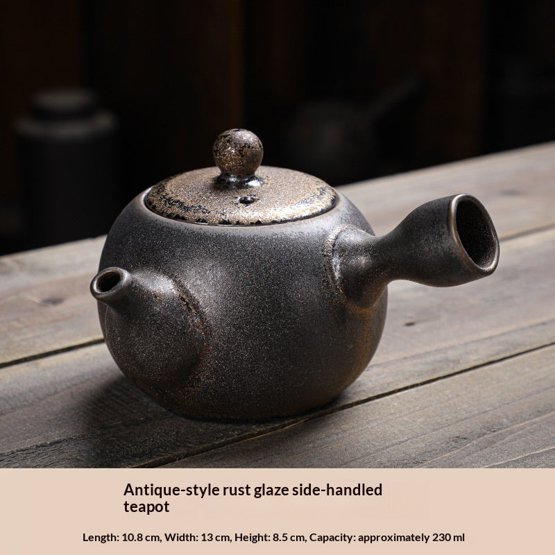 Coarse Ceramic Teapot Set - Kiln-Transformation Pottery for Home Tea Brewing