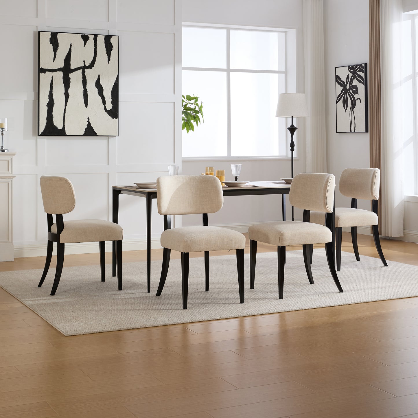 Modern Upholstered Dining Chairs Set of 2 - Cream