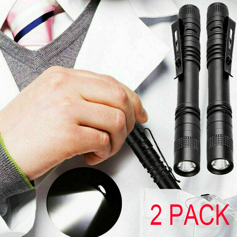 Mini LED Tactical Flashlight Penlight 2 Pack - Waterproof & Compact