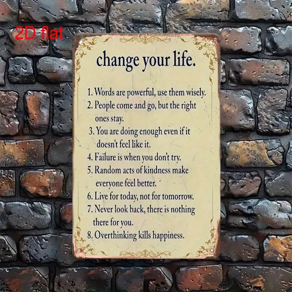 Vintage Metal Sign - Inspirational Quote Wall Art, 12x8 Inches