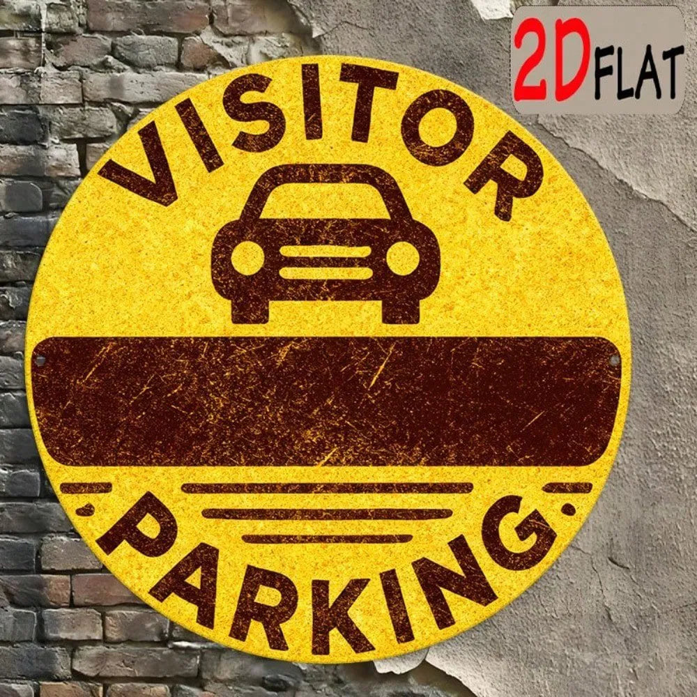Visitor Parking Sign - 7.87 Inch Round Aluminum Outdoor Sign