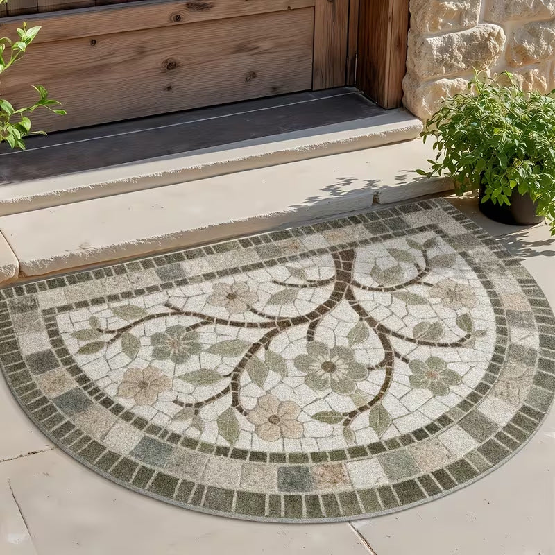 Crystal Velvet Semi-Circular Anti-Fouling Floor Mat - Multiple Sizes & Styles