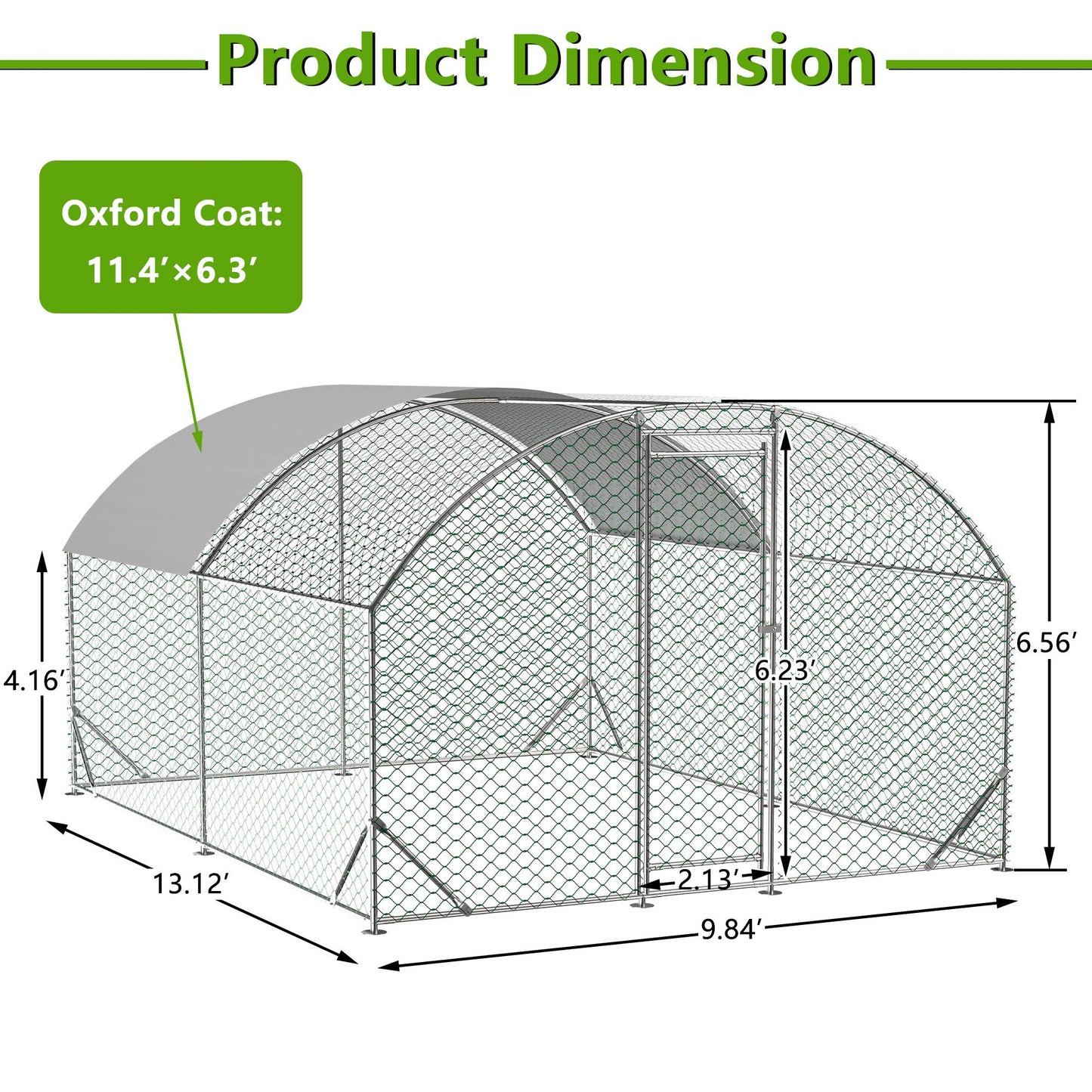 Large Metal Chicken Coop with Waterproof UV Cover, Walk-In Yard Run 9.84x13.12 Ft