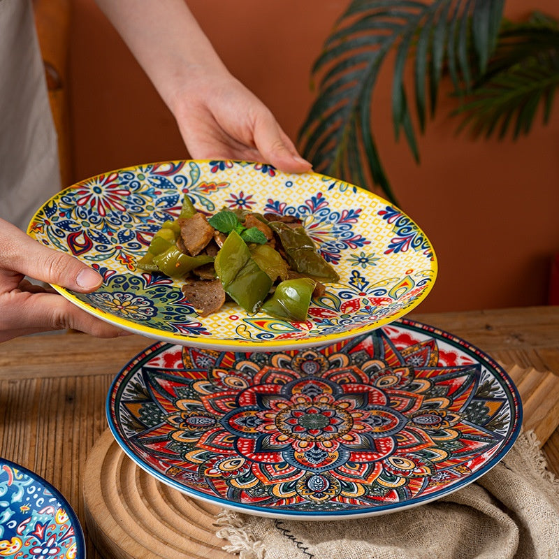 Bohemian Ceramic Platter - Creative Tableware for Kitchen & Dining