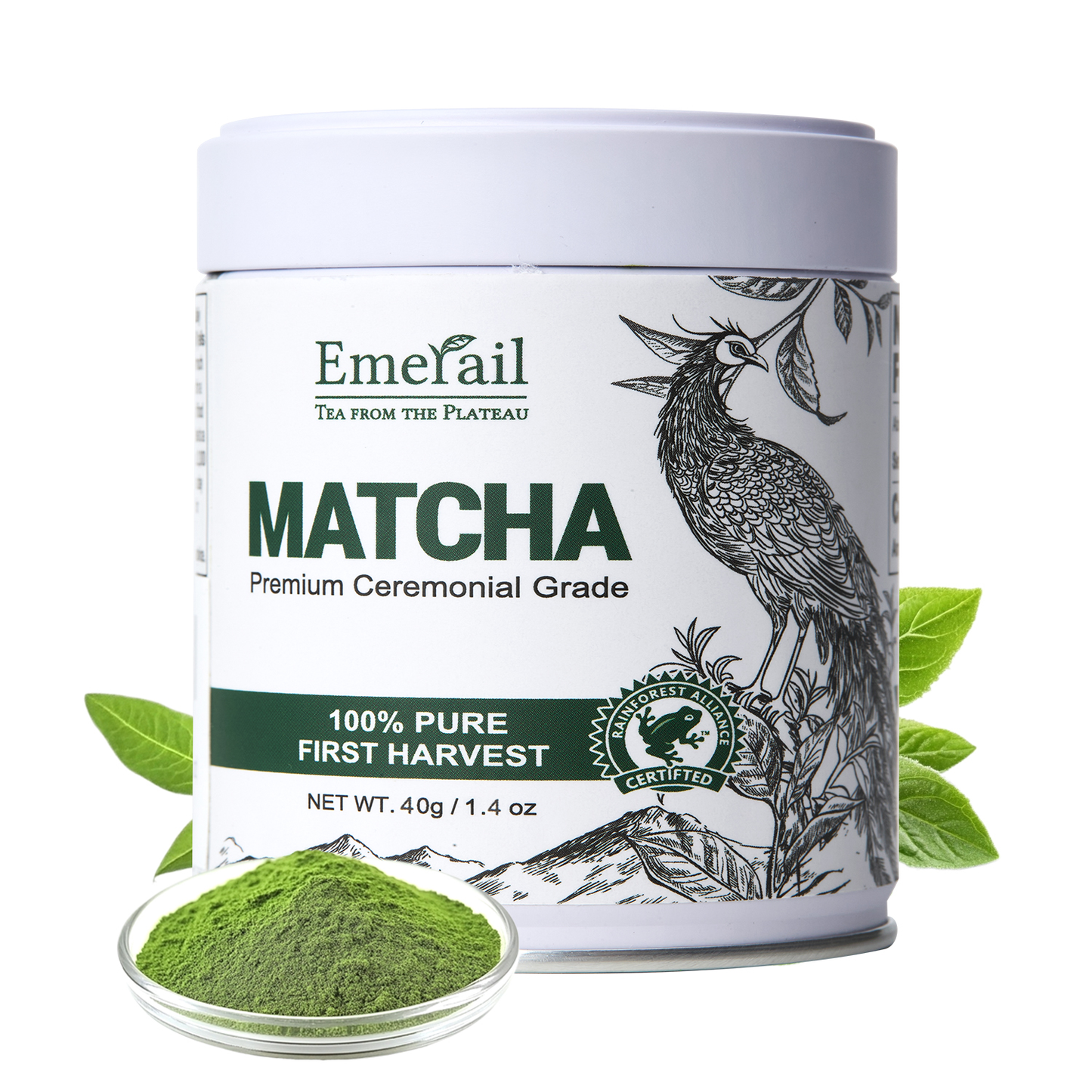 Ceremonial Grade Matcha Green Tea Powder - 100% Pure First Harvest, 40g