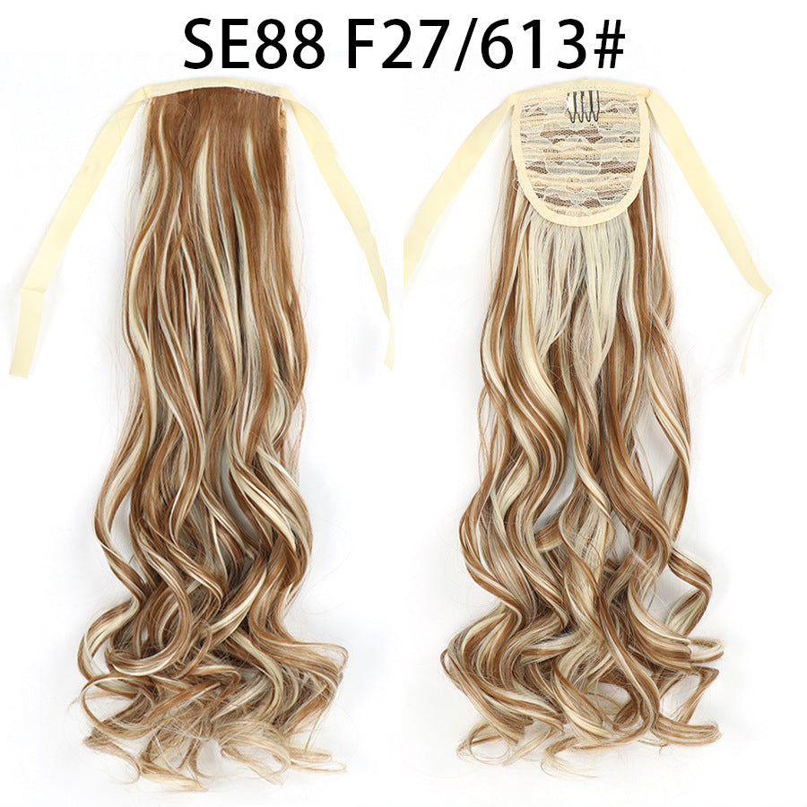 Long Chemical Fiber Wig with Bow Tie Strap - High Temp Silk Hair Extension
