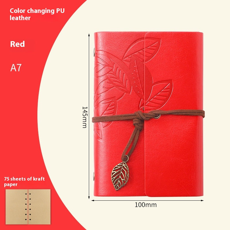 Vintage Travel Notebook - Loose Leaf Diary with Imitation Leather Cover