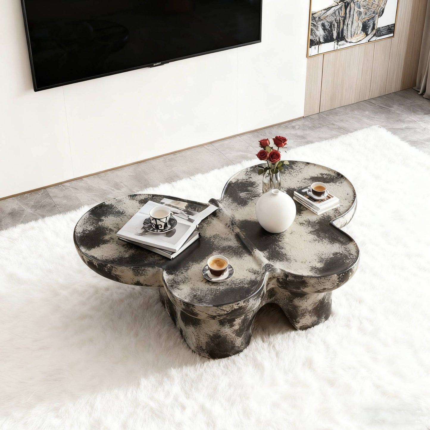 Butterfly Design Style, Coffee Table, Imitation Natural Limestone