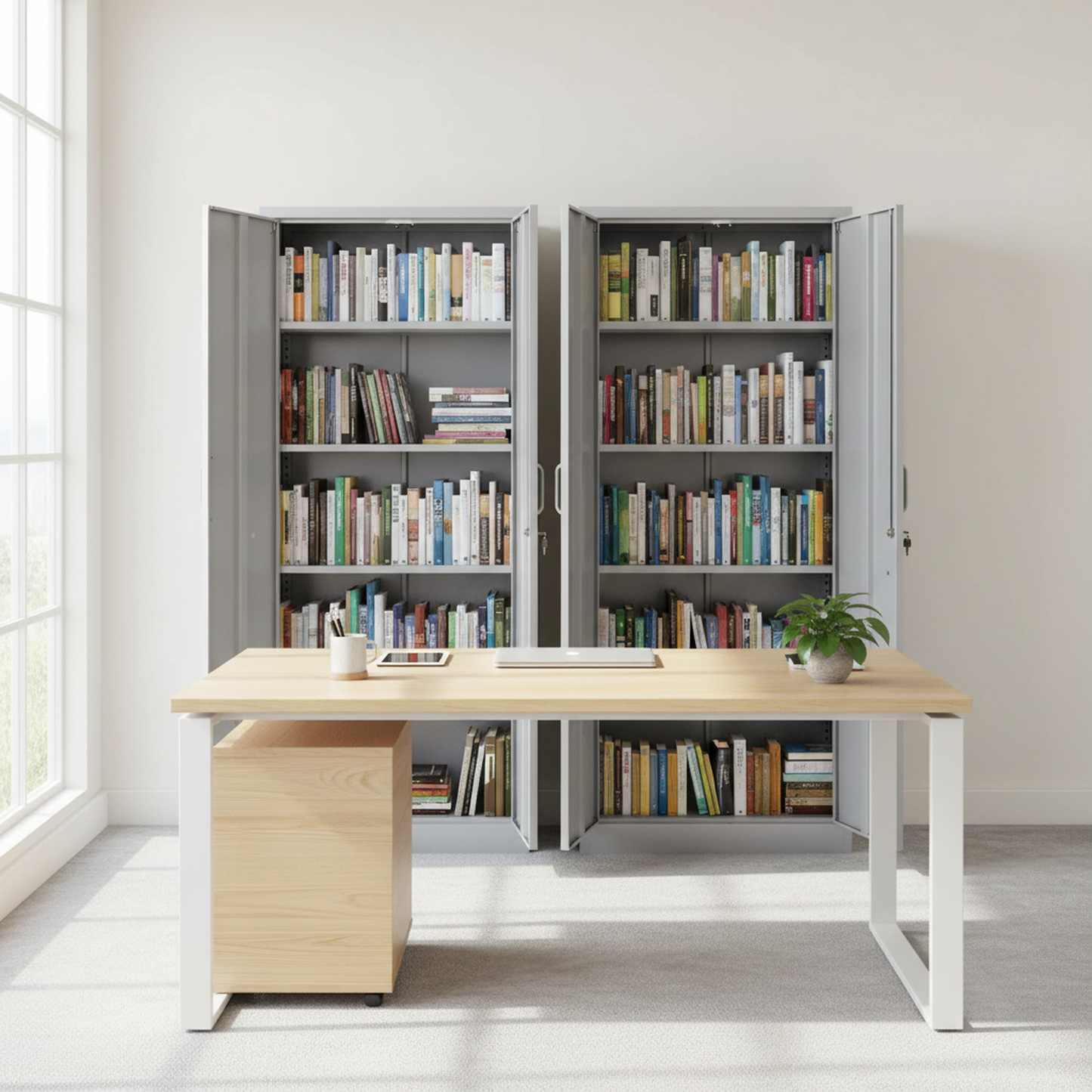 Container Furniture Direct Ironclad 71 Metal Storage Cabinet With