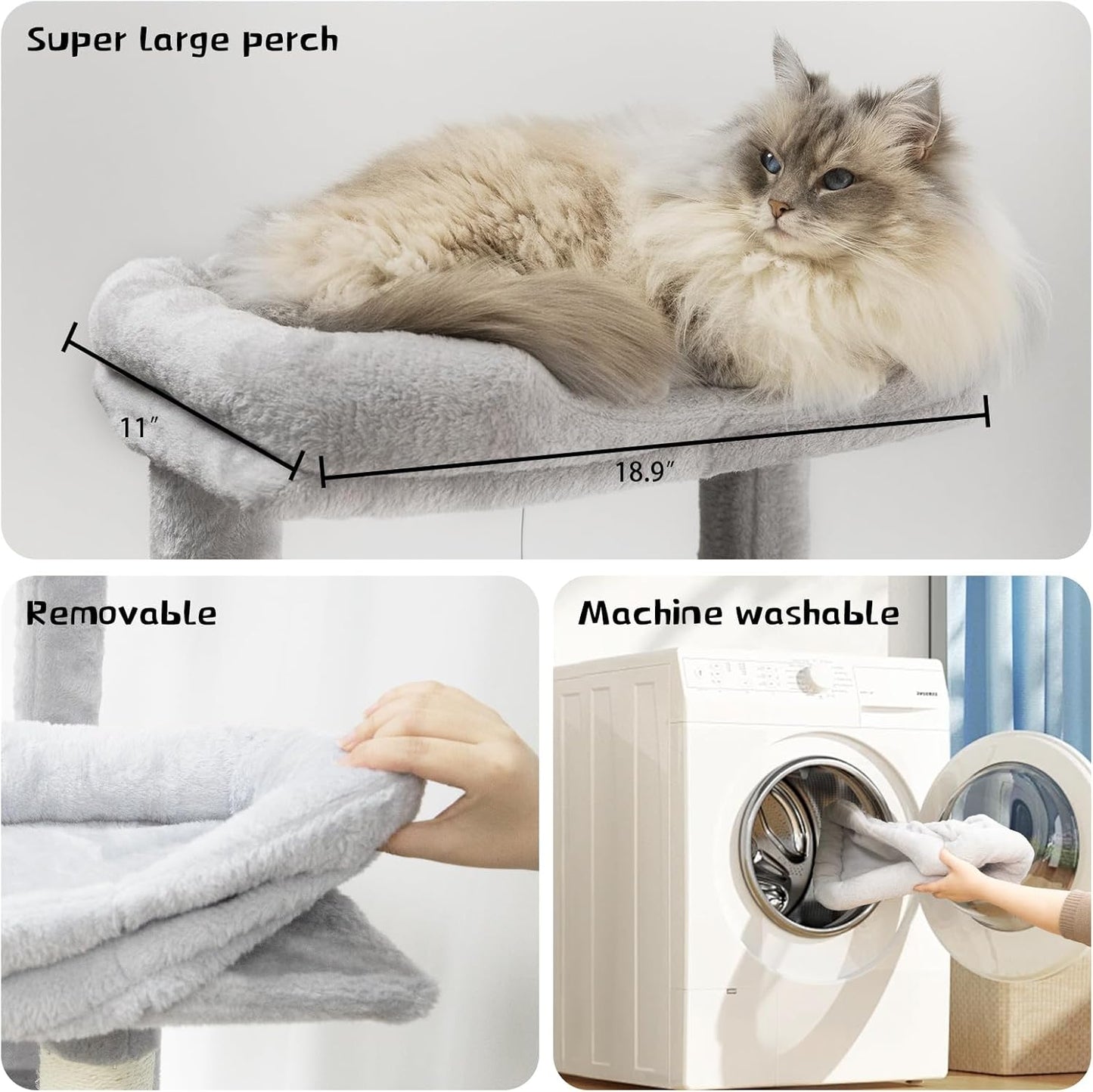68-Inch Multi-Level Cat Tree with Hammocks and Scratching Posts - Light Gray