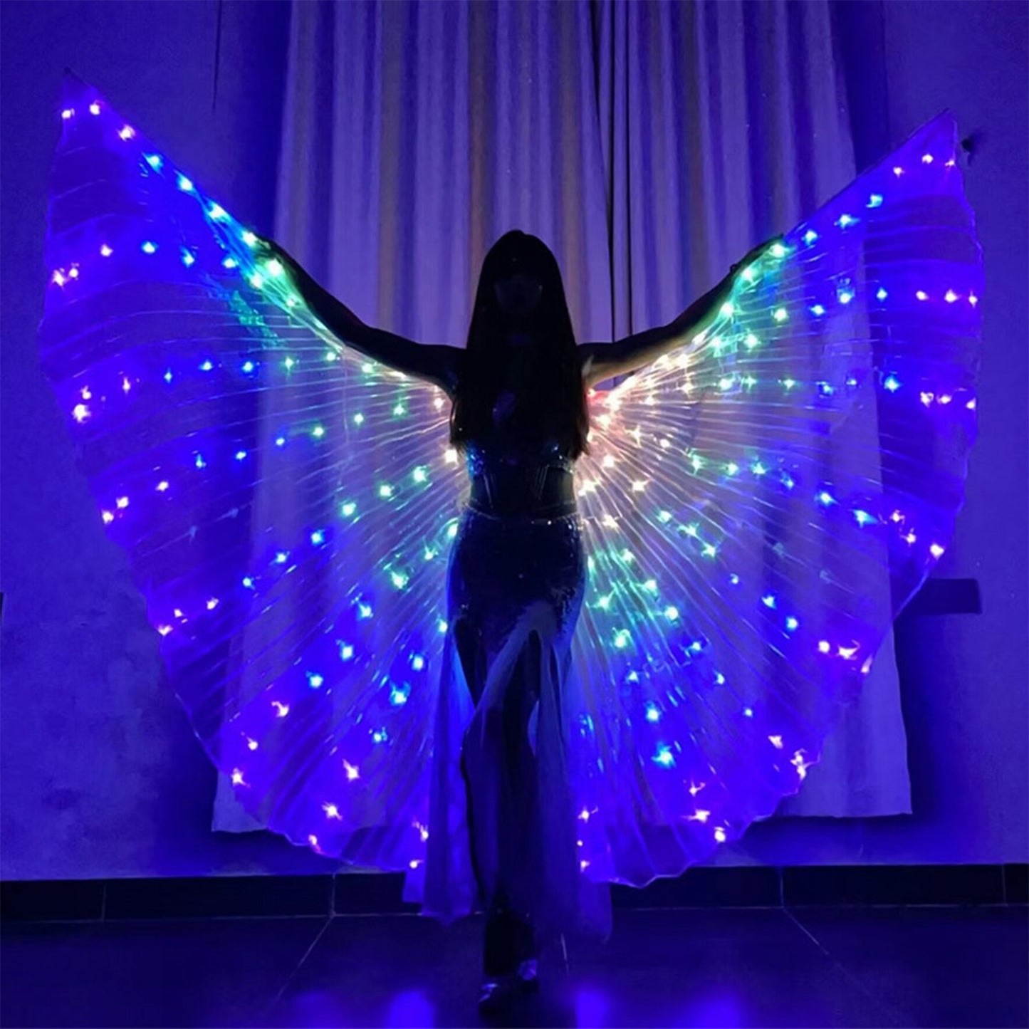 LED Light Up Wing For Adults 9.8FT Polyester Glowing Belly Dance