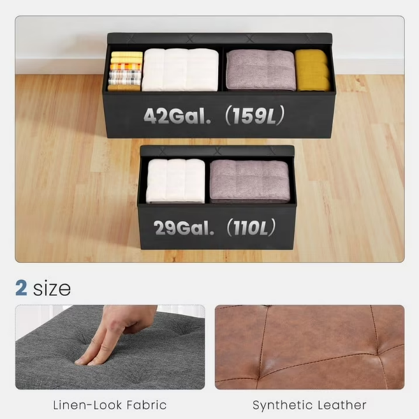 30 Inches Folding Ottoman With Storage Bench, Foot Rest Stool, End Of