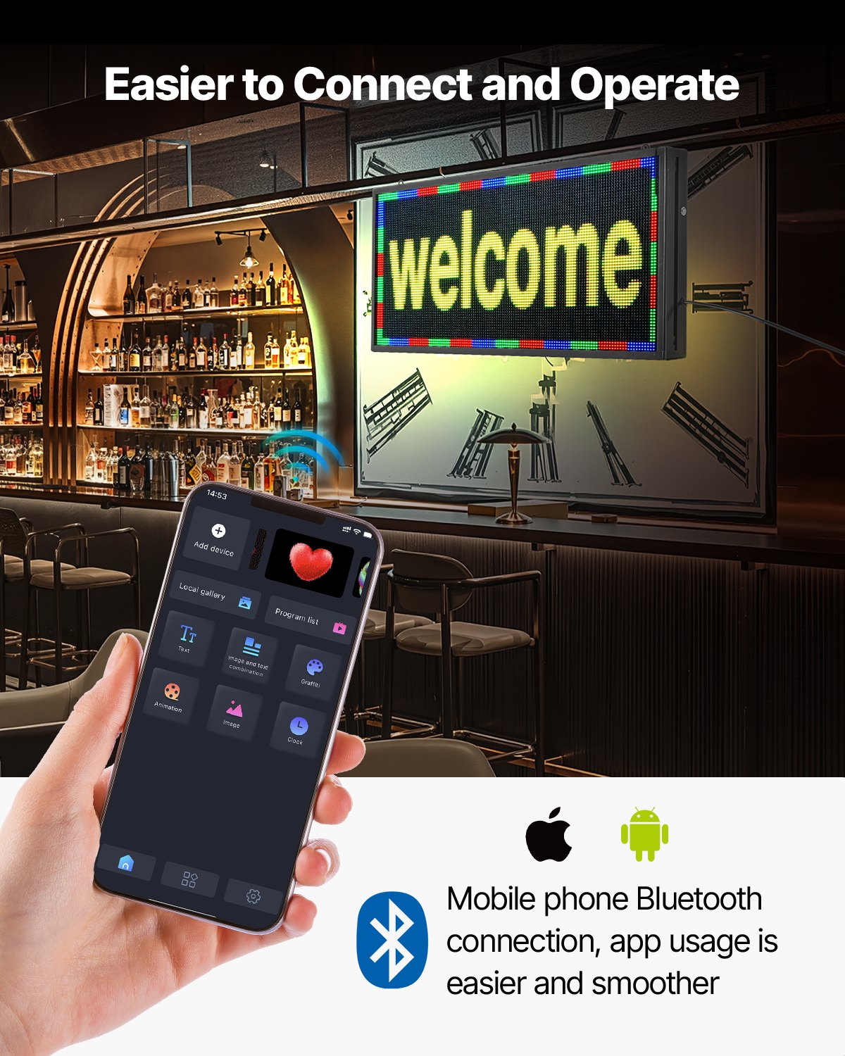 Programmable LED Sign - 27x14 Inch Full-Color Scrolling Display