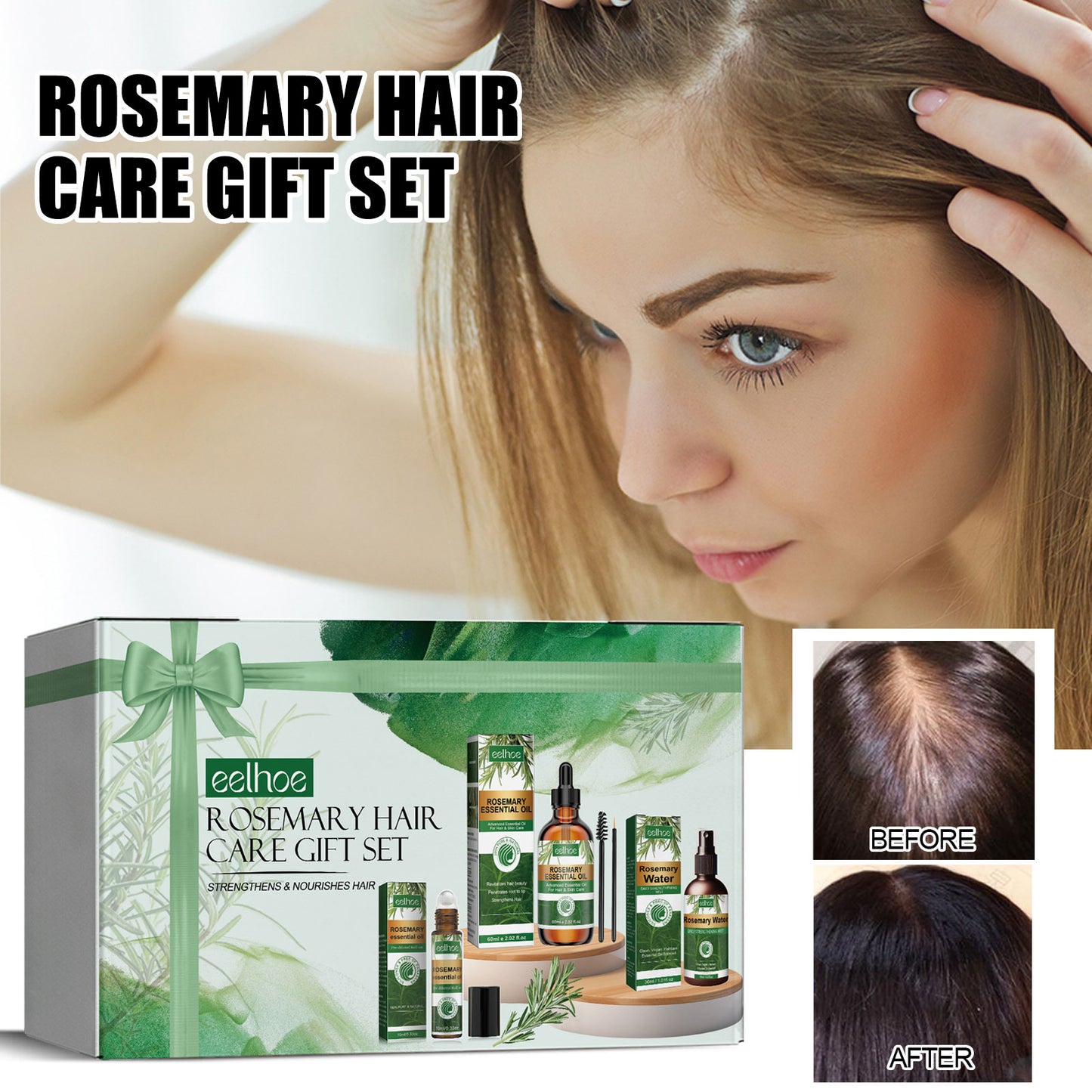 Rosemary Hair Care Gift Set - 3 Box Hair Treatment Kit for Healthy Hair