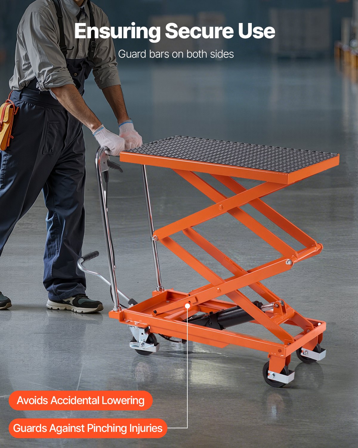 Hydraulic Lift Table 47.2 Inch Heavy-Duty Scissor Lift Cart 500 lbs Orange