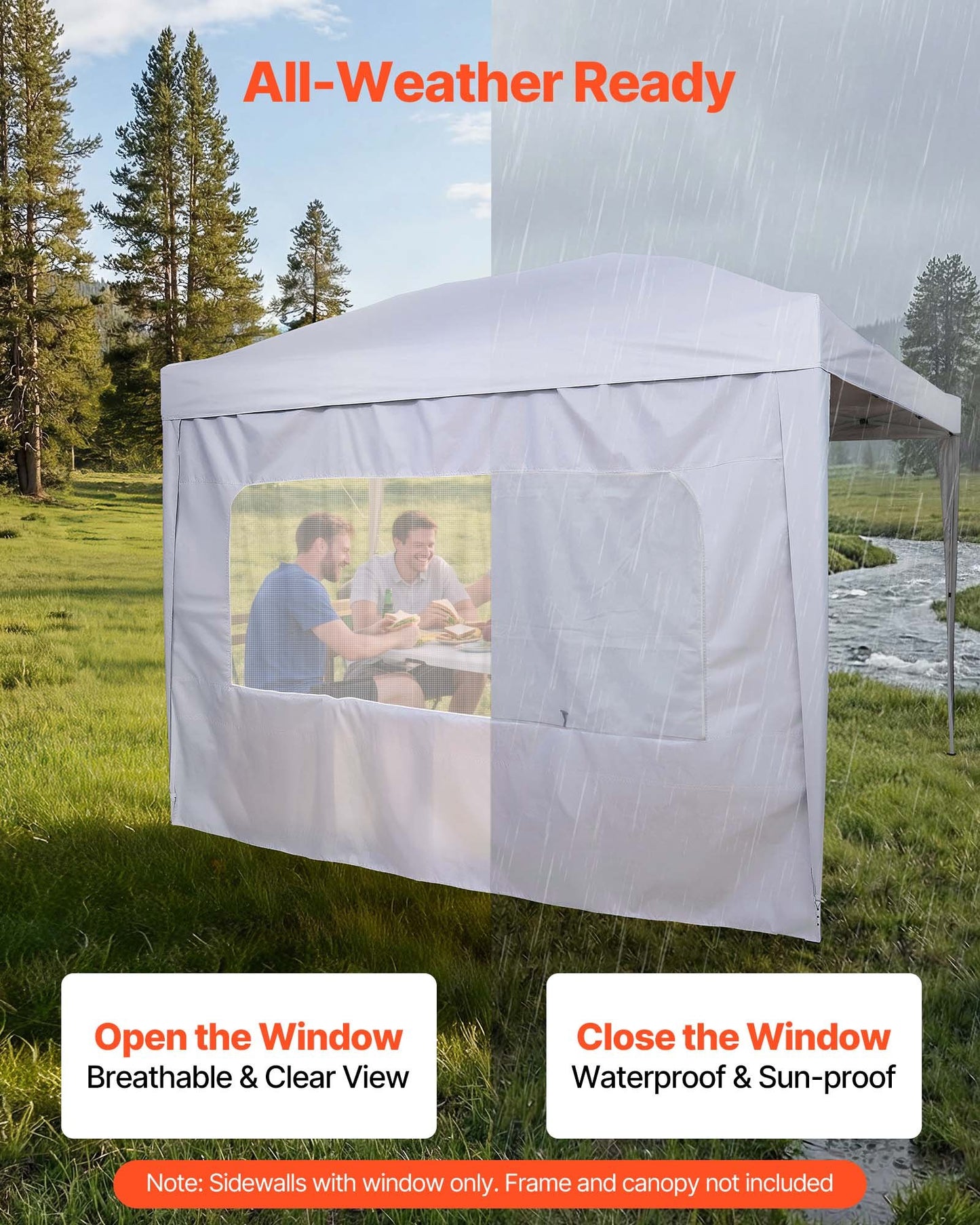 Canopy Sidewalls for 10x10 ft Pop Up Tent Waterproof Sunshade - White
