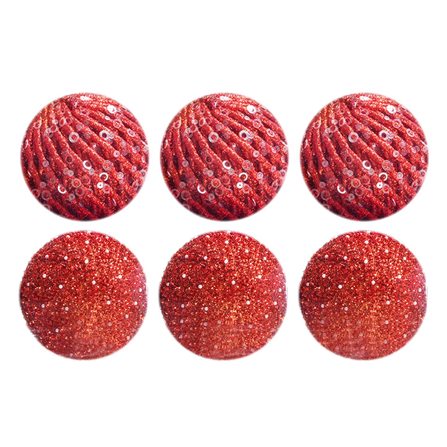10cm Red Foam Xmas Tree Snowball Ornaments - 6 Pack