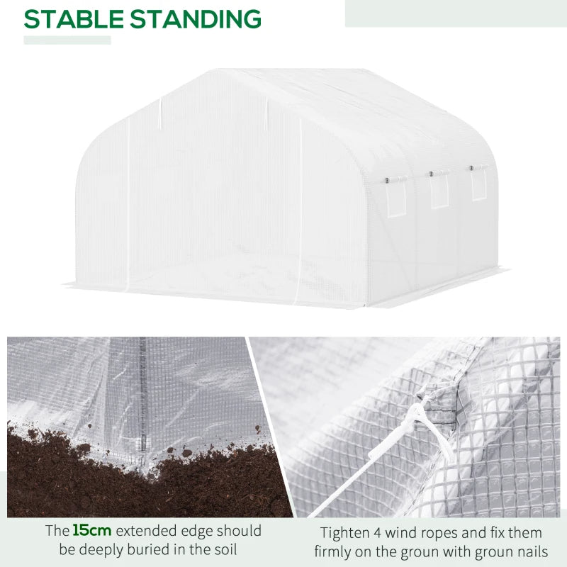 Outdoor Walk-In Greenhouse Tunnel with Roll-Up Windows and Heavy Duty Steel Frame