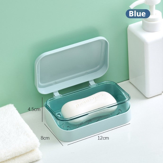 Double-Layer Soap Box with Lid - Pink Kitchen Storage Organizer