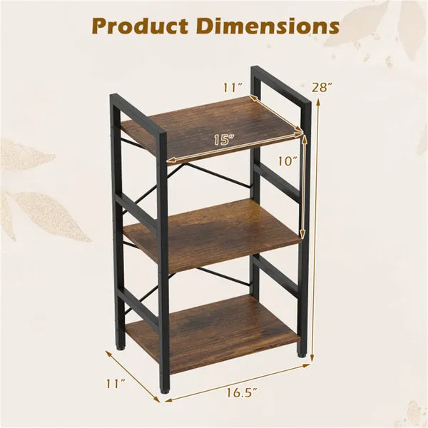 4-Tier Industrial Bookshelf - Rustic Brown & Black, Heavy-Duty Metal Frame