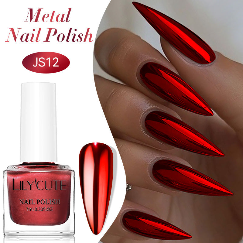Quick-Dry Metallic Mirror Nail Polish No Baking Required - Water & Oily Resistant