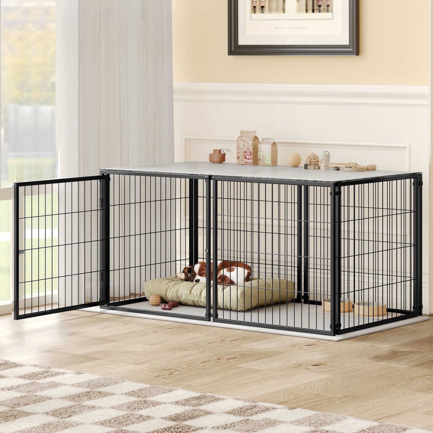 Large Dog Cage 48 Kennel For Medium Dogs Puppy Playpen With Top, Pet